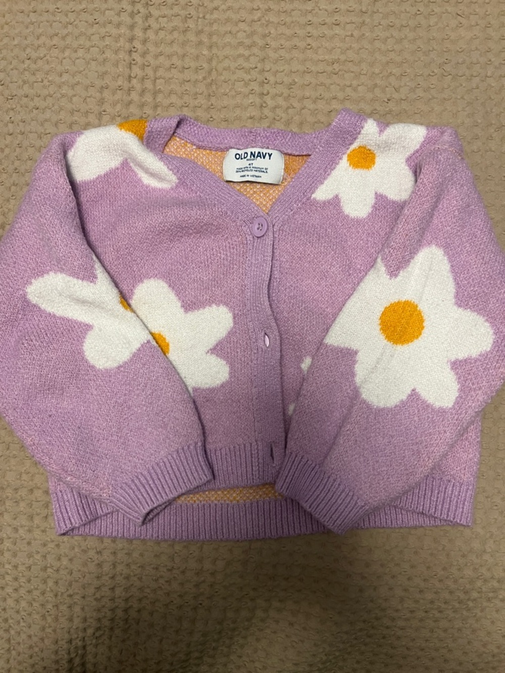 Old Navy Purple Floral Daisy Cardigan